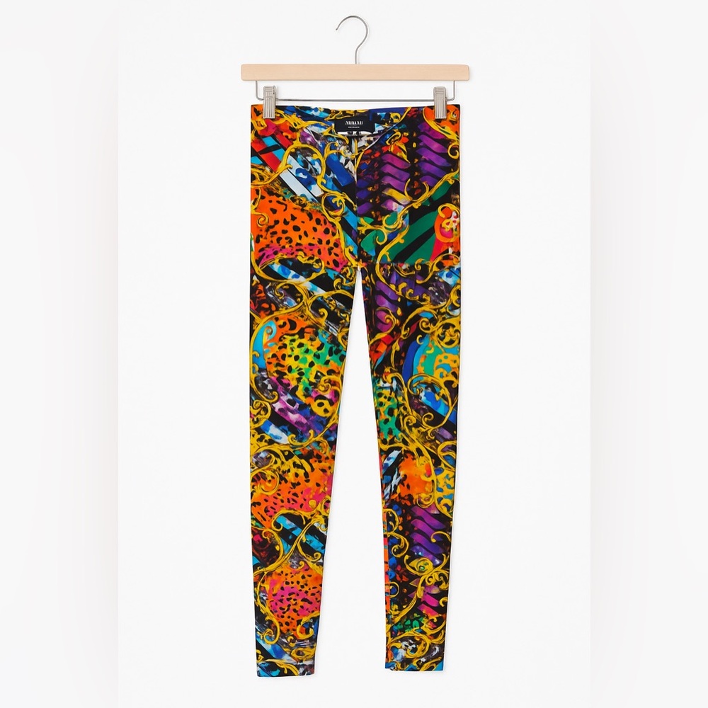 Versace Multicolor Baroque Print Leggings /XS